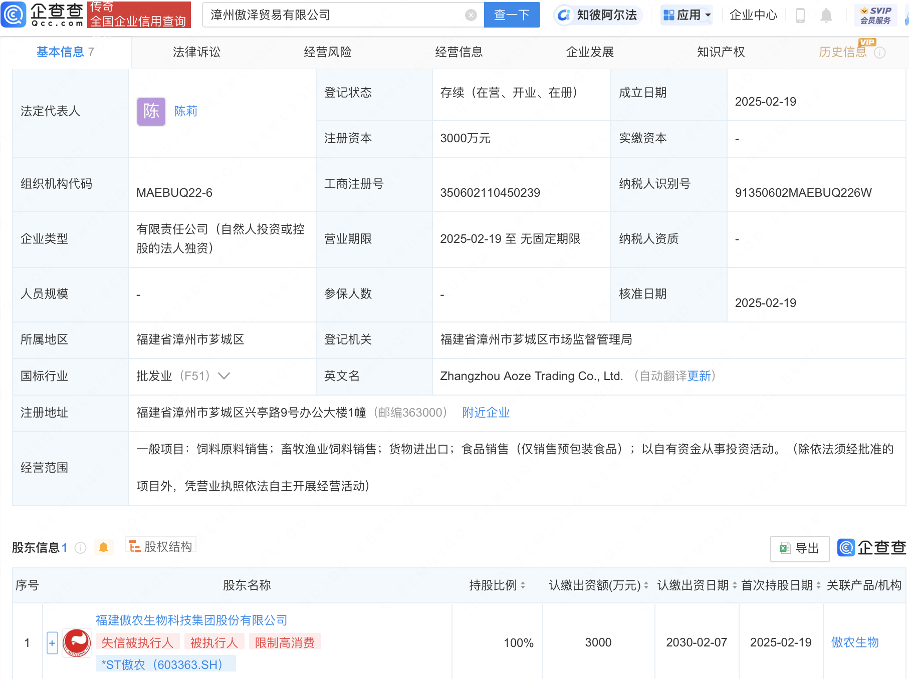 ST傲農(nóng)新設(shè)貿(mào)易公司，注冊資本3000萬布局飼料銷售